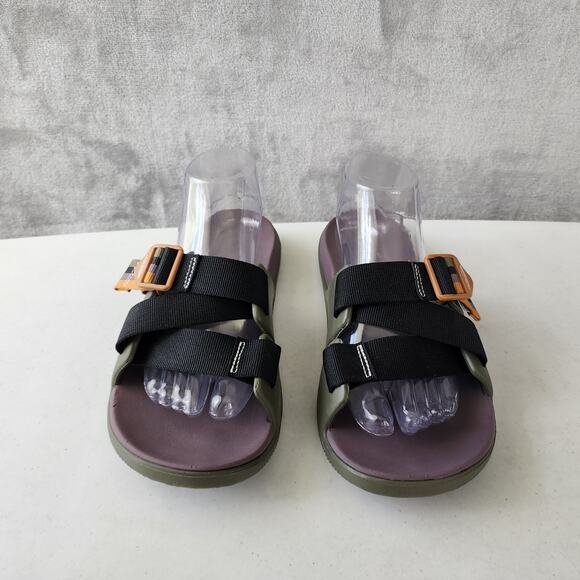 Chaco Sandals Womens Size 9 Moss Green Orange Chillos Slide - Picture 3 of 11